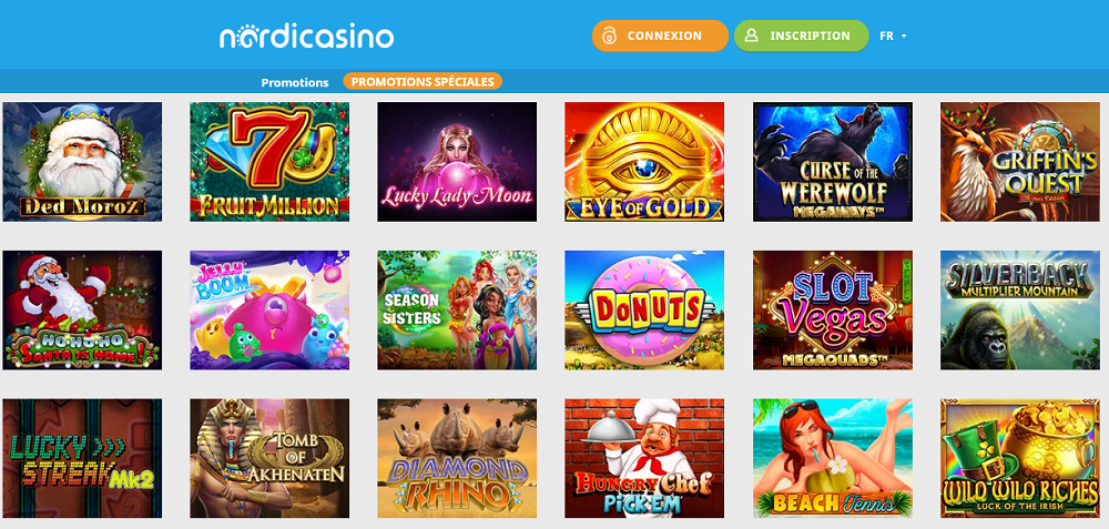 Sélection des jeux de casino chez Nordicasino